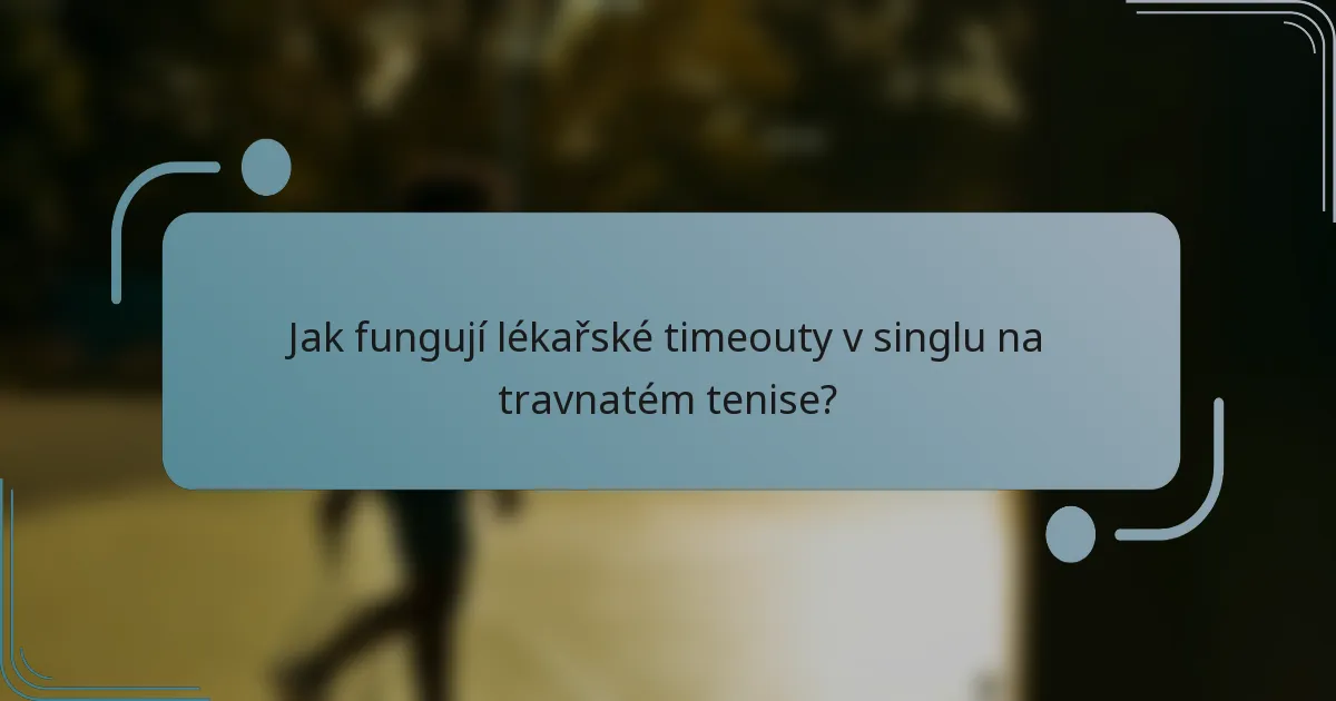 Jak fungují lékařské timeouty v singlu na travnatém tenise?