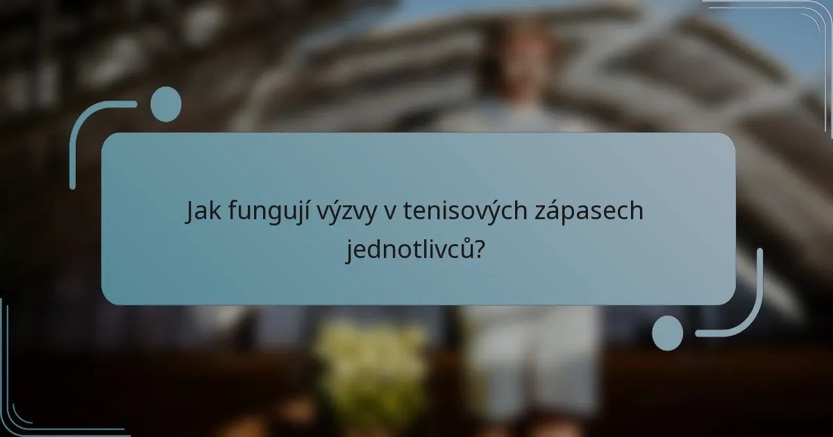 Jak fungují výzvy v tenisových zápasech jednotlivců?
