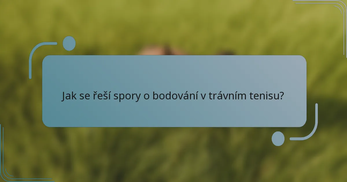 Jak se řeší spory o bodování v trávním tenisu?