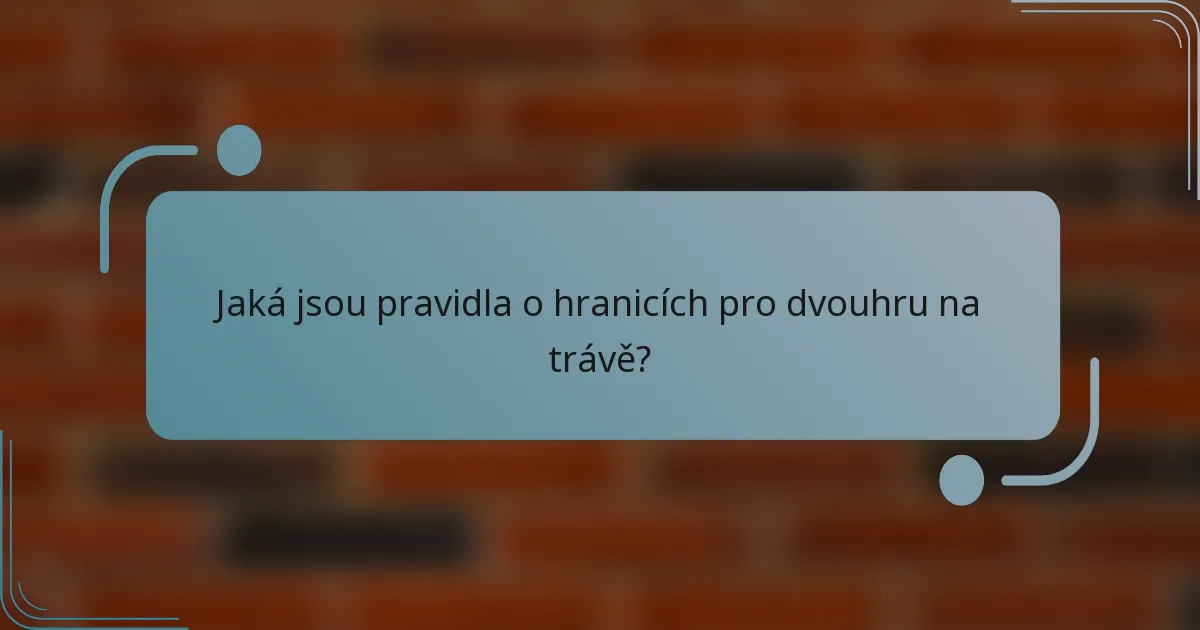 Jaká jsou pravidla o hranicích pro dvouhru na trávě?