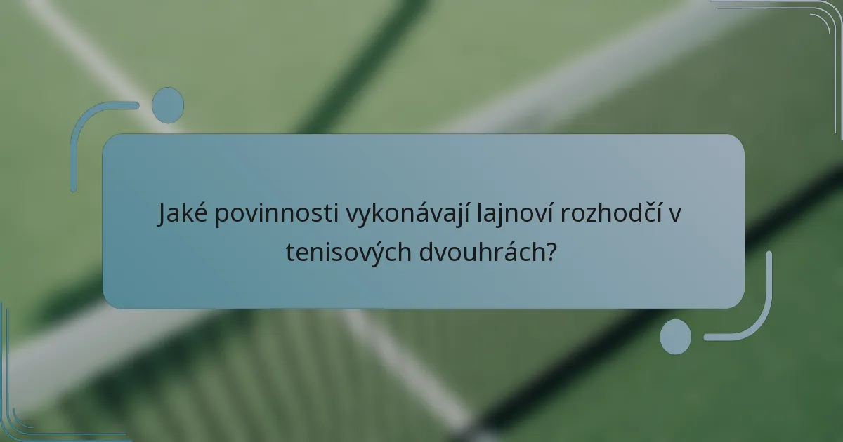 Jaké povinnosti vykonávají lajnoví rozhodčí v tenisových dvouhrách?