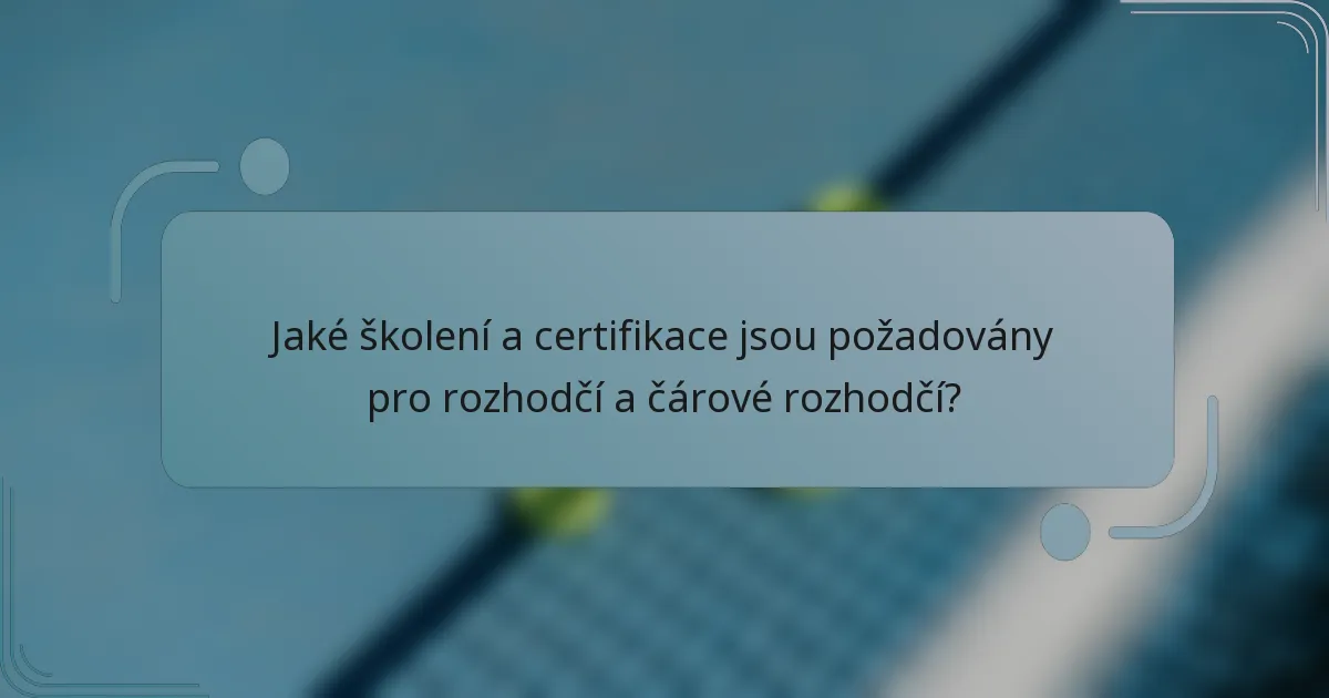 Jaké školení a certifikace jsou požadovány pro rozhodčí a čárové rozhodčí?