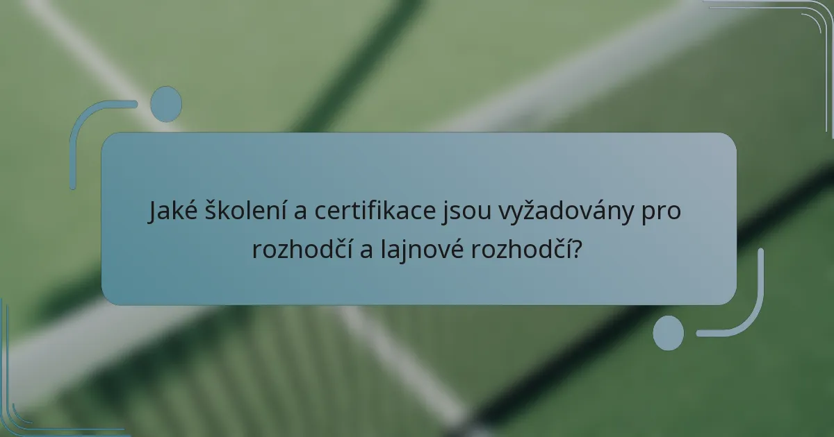Jaké školení a certifikace jsou vyžadovány pro rozhodčí a lajnové rozhodčí?